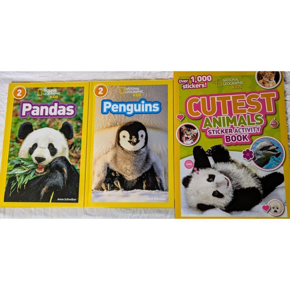 National Geographic Pandas & Penguins Cutest Animals + Sticker Book Hardcover
